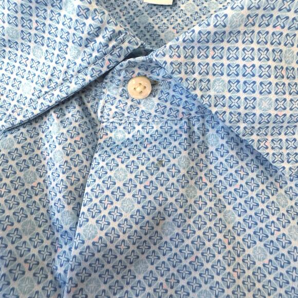 Peter Millar NWOT Men's XXL Sunshade Cotton Stretch Geometric Button Up Shirt - Picture 6 of 13